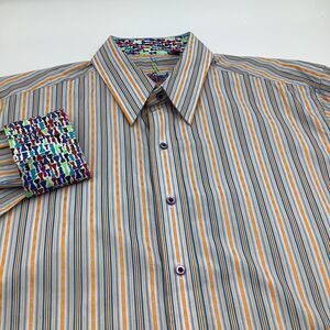 Robert Graham Mens Long Sleeve‎ Button Up Shirt Striped Size Large